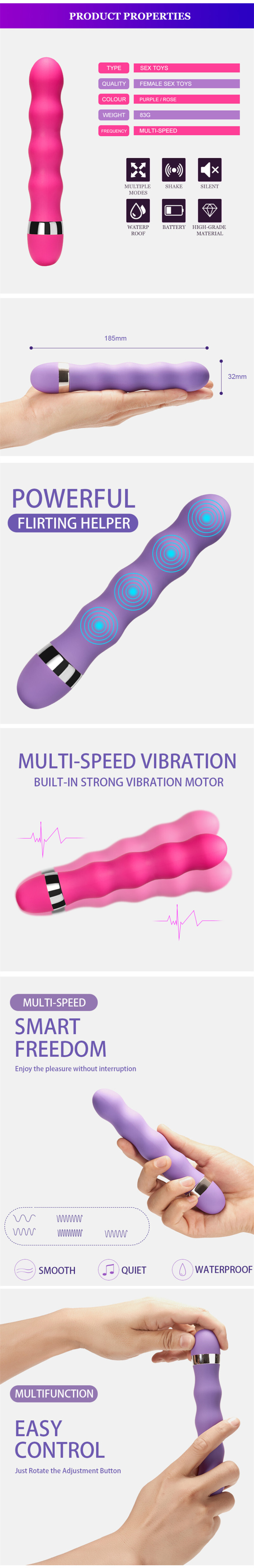 Multi-speed G-spot Vagina Vibrator Clit Butt Plug Anal Porn Sex Masturbation Toy